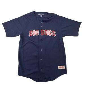 Vintage Big Dogs Baseball Jersey Mens Small Blue Red Button Up Shirt Y2K